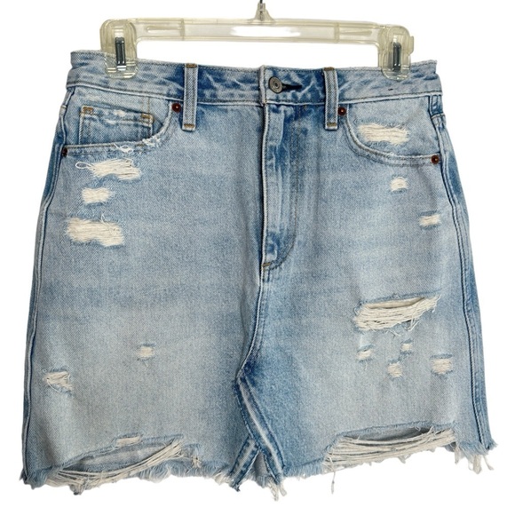 ABERCROMBIE & FITCH Zoe Natural Rise Vintage A-Line Mini Skirt Sz 4 Distressed - Picture 1 of 8